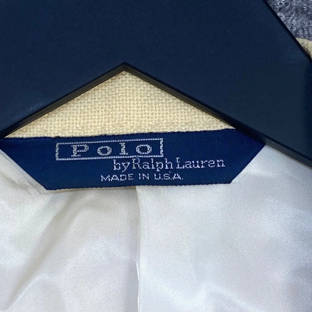 VTG Polo Ralph Lauren Sport Coat 39R Hopsack Cream Cashmere Blend USA NEW